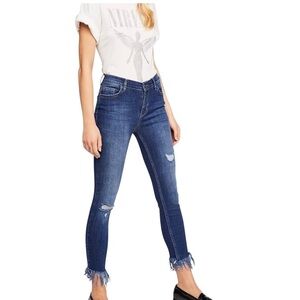 Free People Great Heights Distressed Frayed Skinny Jeans Size 24
